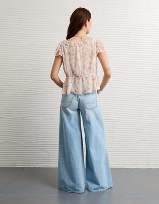 AE V-Neck Chiffon Babydoll Blouse