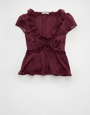 AE V-Neck Chiffon Babydoll Blouse