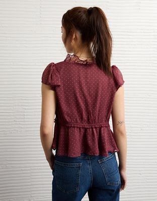 AE V-Neck Chiffon Babydoll Blouse