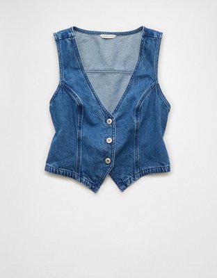 AE Classic Denim Vest Women's Medium Wash S