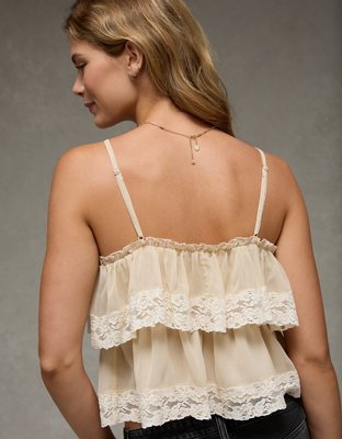 AE Chiffon Tiered Ruffle Tank