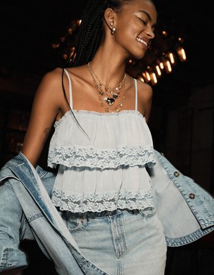 AE Chiffon Tiered Ruffle Tank