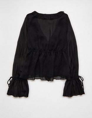 AE Chiffon Tie-Front Blouse