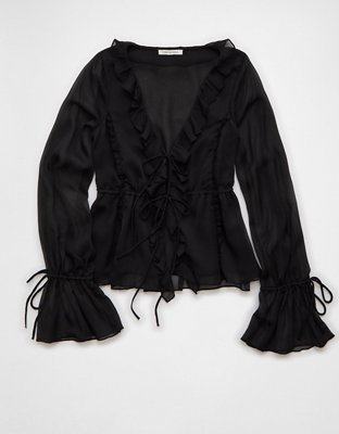 AE Chiffon Tie-Front Blouse