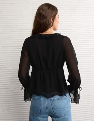 AE Chiffon Tie-Front Blouse