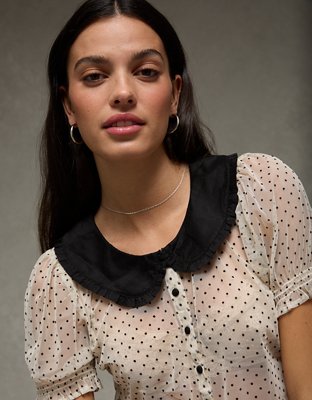 AE Short Sleeve Sheer Blouse