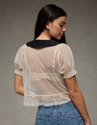 AE Short Sleeve Sheer Blouse