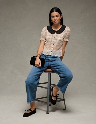 AE Short Sleeve Sheer Blouse