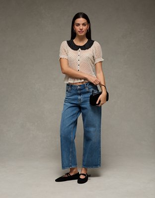 AE Short Sleeve Sheer Blouse