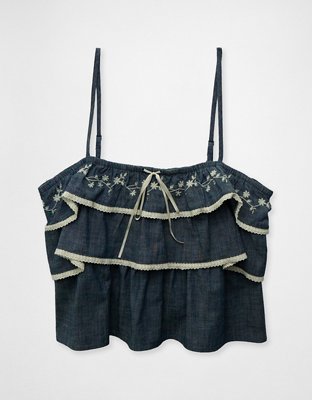 AE Embroidered Ruffle Cami Top