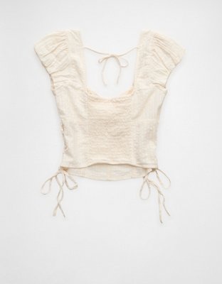 AE Side-Tie Lace-Up Blouse