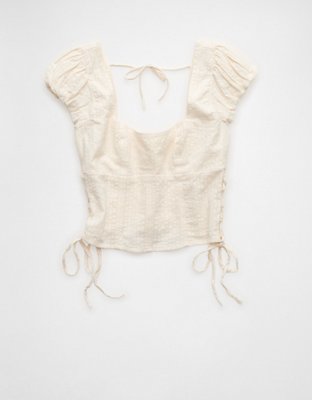 AE Side-Tie Lace-Up Blouse