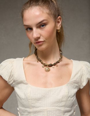 AE Side-Tie Lace-Up Blouse