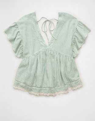 AE Boxy Flutter-Sleeve Blouse