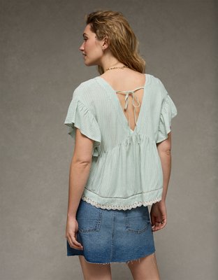 AE Boxy Flutter-Sleeve Blouse