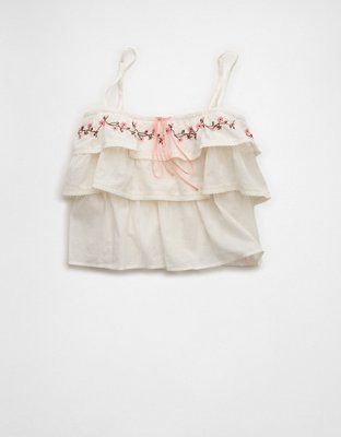 AE Embroidered Ruffle Cami Top