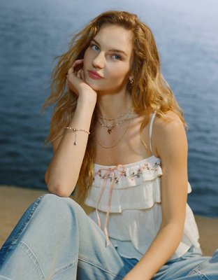AE Embroidered Ruffle Cami Top | American Eagle
