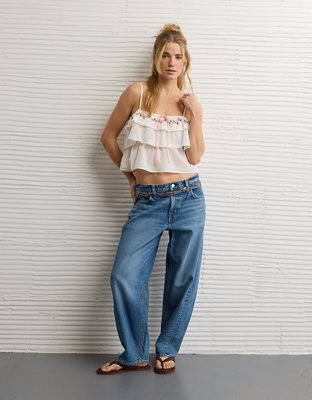 AE Embroidered Ruffle Cami Top | American Eagle