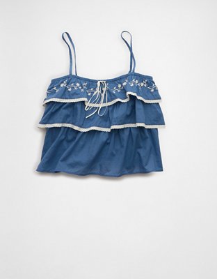 AE Embroidered Ruffle Cami Top