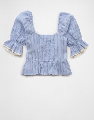 AE Puff Sleeve Pintuck Blouse