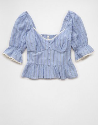 ブルレア  Puff sleeve blouse ドット Puff-Sleeved Sweetheart Blouse | Anthropologie