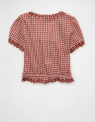 AE Short-Sleeve Button-Up Blouse