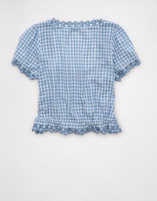 AE Short-Sleeve Button-Up Blouse