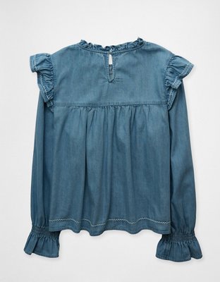 AE Long-Sleeve Denim Blouse
