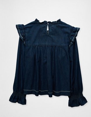AE Long-Sleeve Denim Blouse
