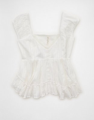 AE Lace Trim Babydoll Blouse
