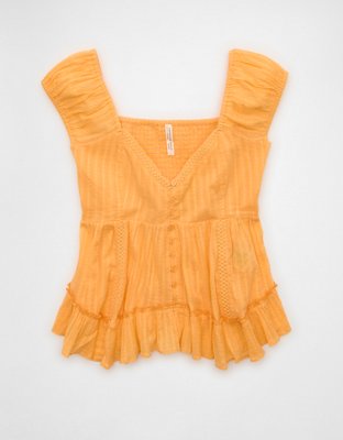 AE Lace Trim Babydoll Blouse from American Eagle - $34.96