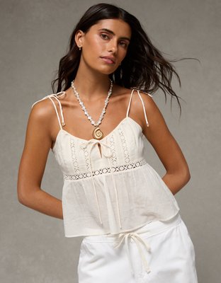 AE Lace Trim Babydoll Cami | American Eagle