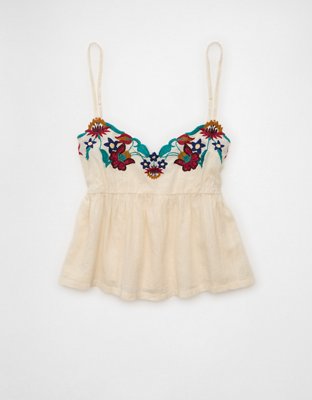 AE Embroidered V-Neck Babydoll Cami