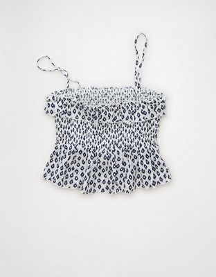AE Tie-Front Smocked Tube Top