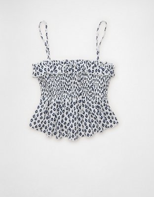 AE Tie-Front Smocked Tube Top