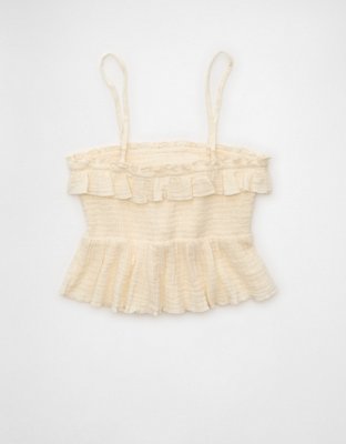 AE Tie-Front Smocked Tube Top | American Eagle