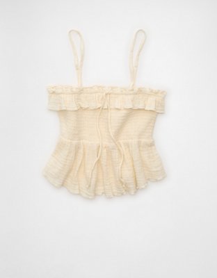 AE Tie-Front Smocked Tube Top