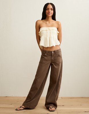 AE Tie-Front Smocked Tube Top