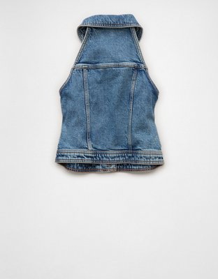 AE Cropped Collared Denim Vest