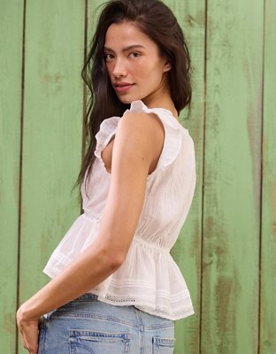トップス Avrill ribbon tops Brown asymmetric top with neck-tie ribbon | Essentiel Antwerp