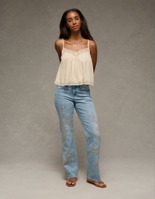 AE Cropped Lace-Trim Cami | American Eagle
