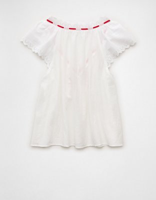 AE Short-Sleeve Ribbon Blouse