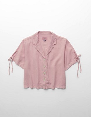 AE Linen-Blend Button-Up Shirt