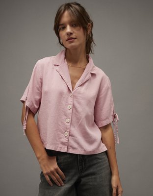 AE Linen-Blend Button-Up Shirt