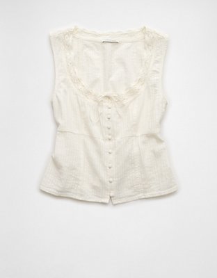 AE Lace-Trim Button-Up Cami