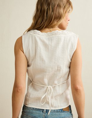 AE Lace-Trim Button-Up Cami
