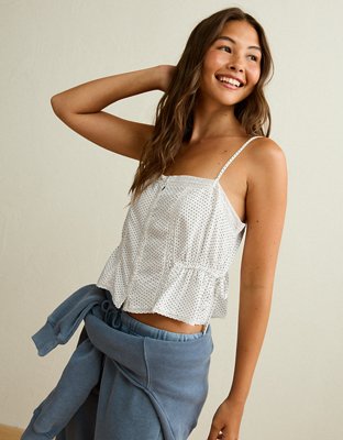 AE Lace-Trim Button-Up Cami