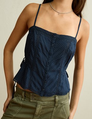 AE Lace-Trim Button-Up Cami