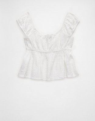 AE Cap-Sleeve Button-Up Top