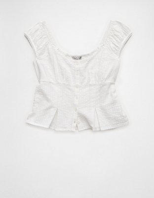 AE Cap-Sleeve Button-Up Top